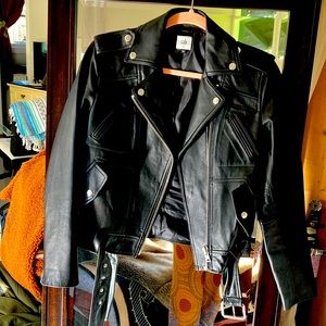 Cabi leather biker jacket black XS worn once! Great jacket!
